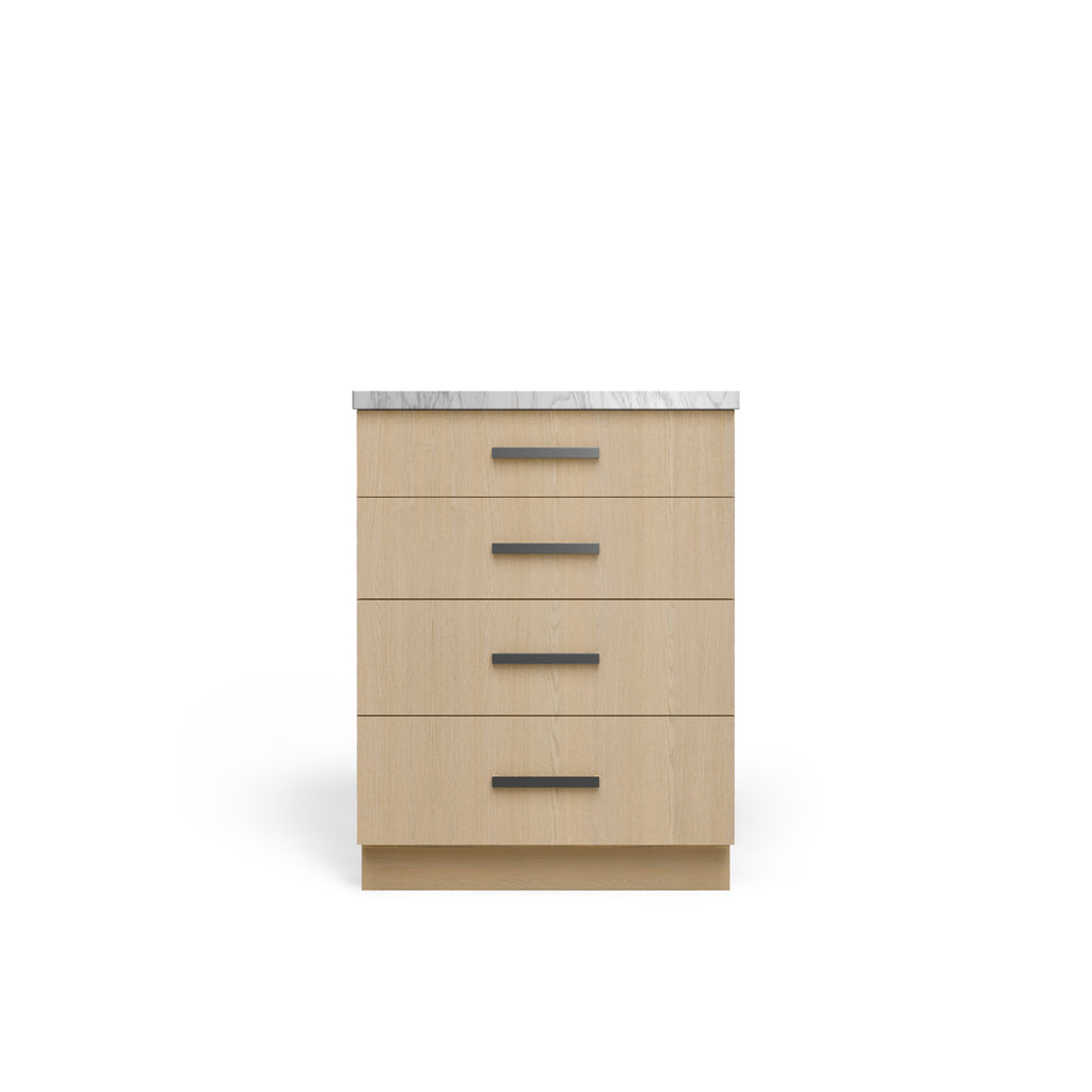 4 Drawer Base Cabinet, Desert Oak, Matte Black