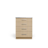 4 Drawer Base Cabinet, Desert Oak, Polished Chrome