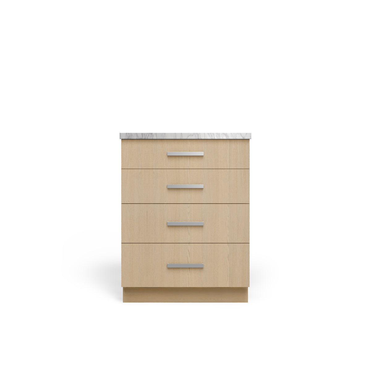 4 Drawer Base Cabinet, Desert Oak, Polished Chrome