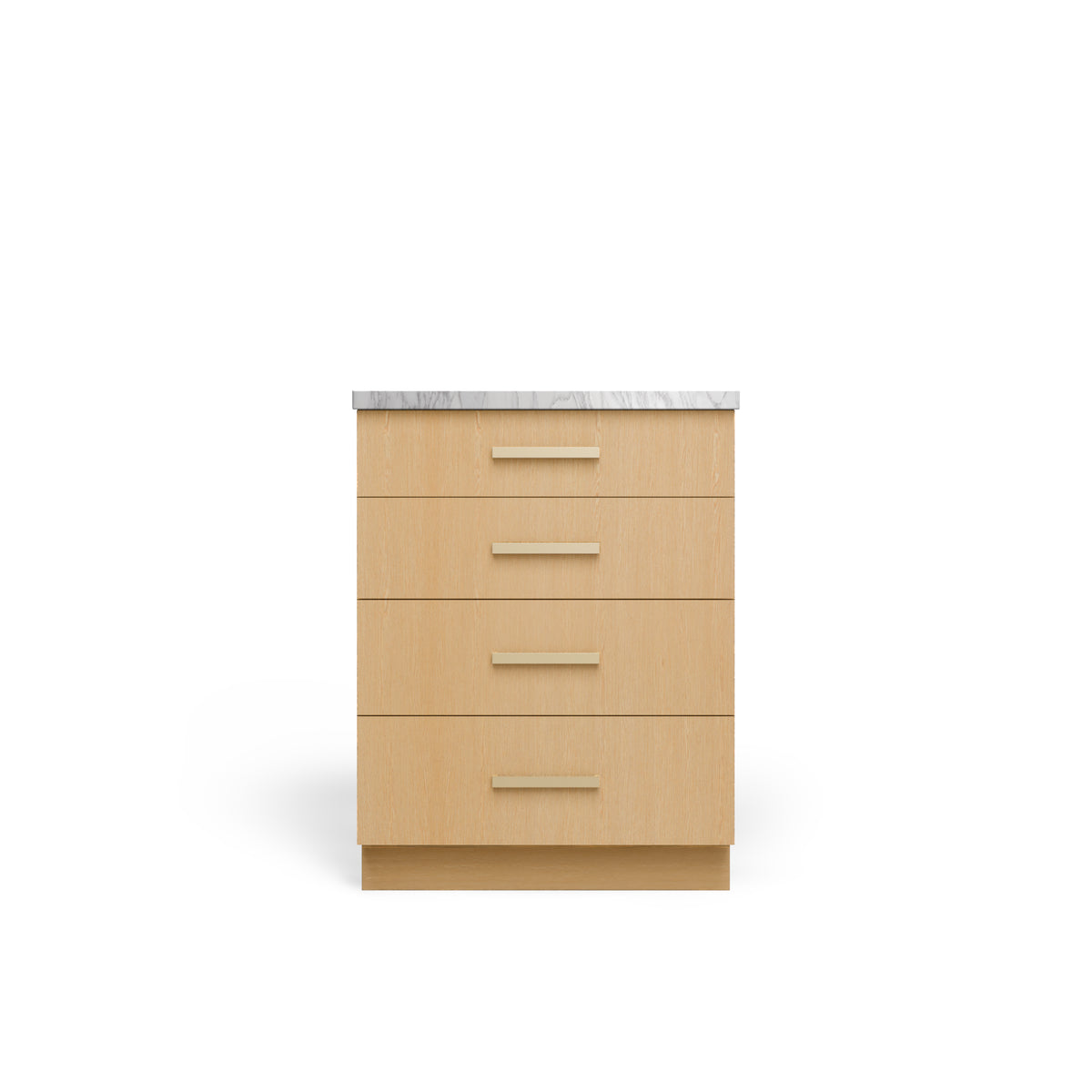 4 Drawer Base Cabinet, Ivory Infinite Oak, Satin Gold