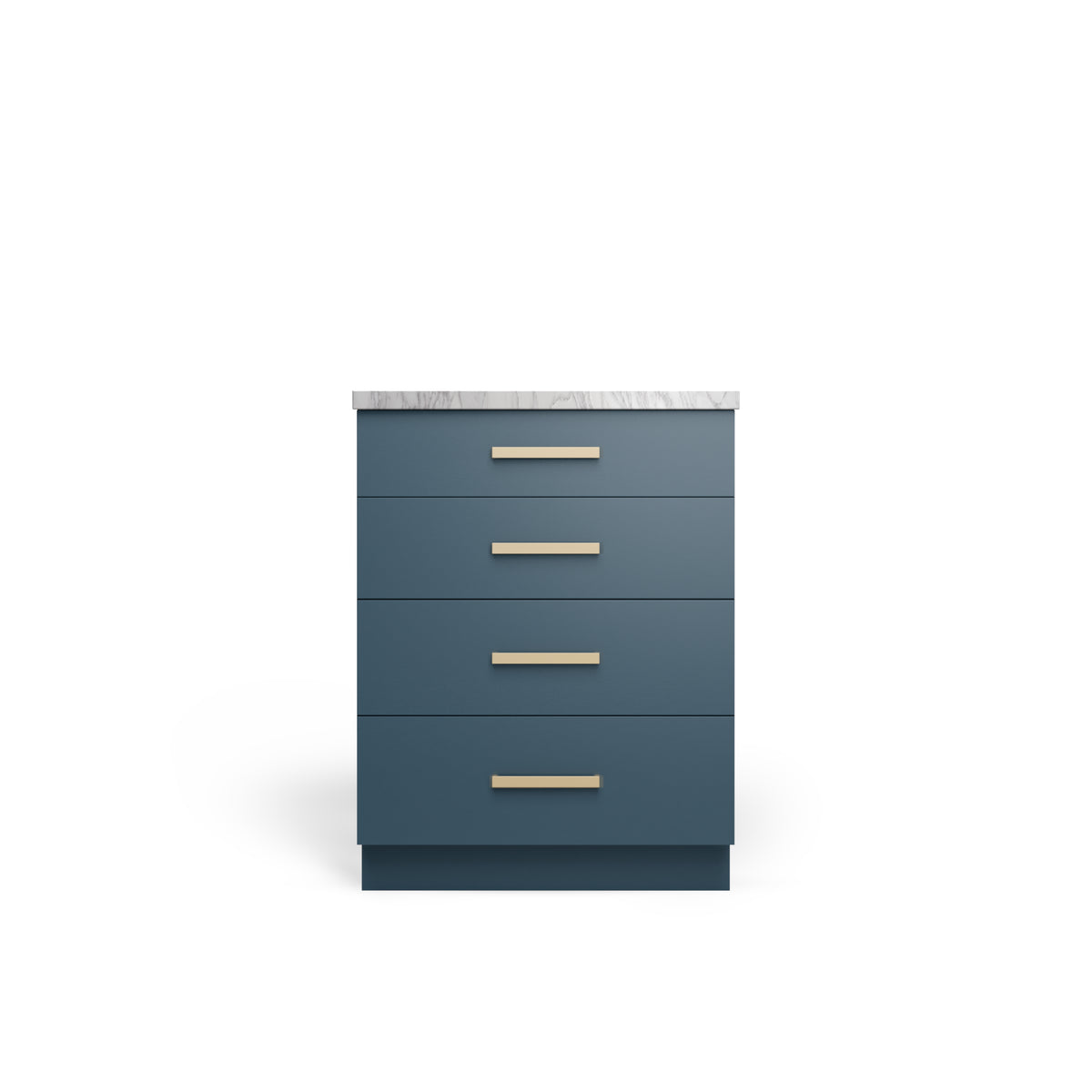 4 Drawer Base Cabinet, Oceanic Matte, Satin Gold