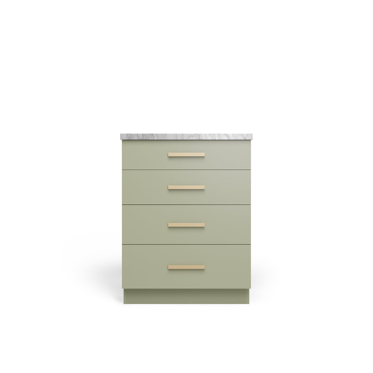 4 Drawer Base Cabinet, Rainforest Matte, Satin Gold