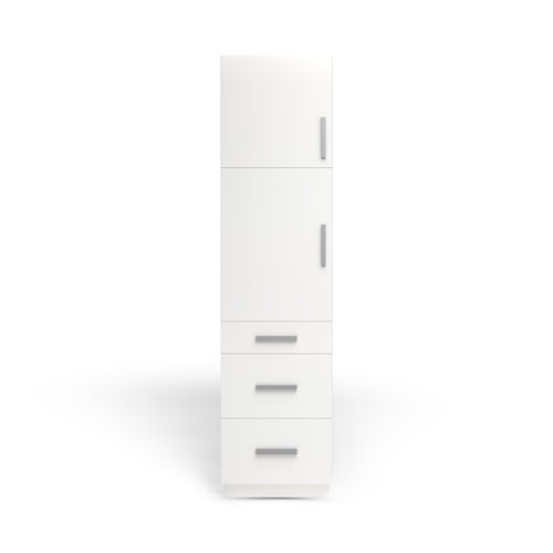 Linen Cabinet 2D 3DWS, Alabaster Matte, Polished Chrome