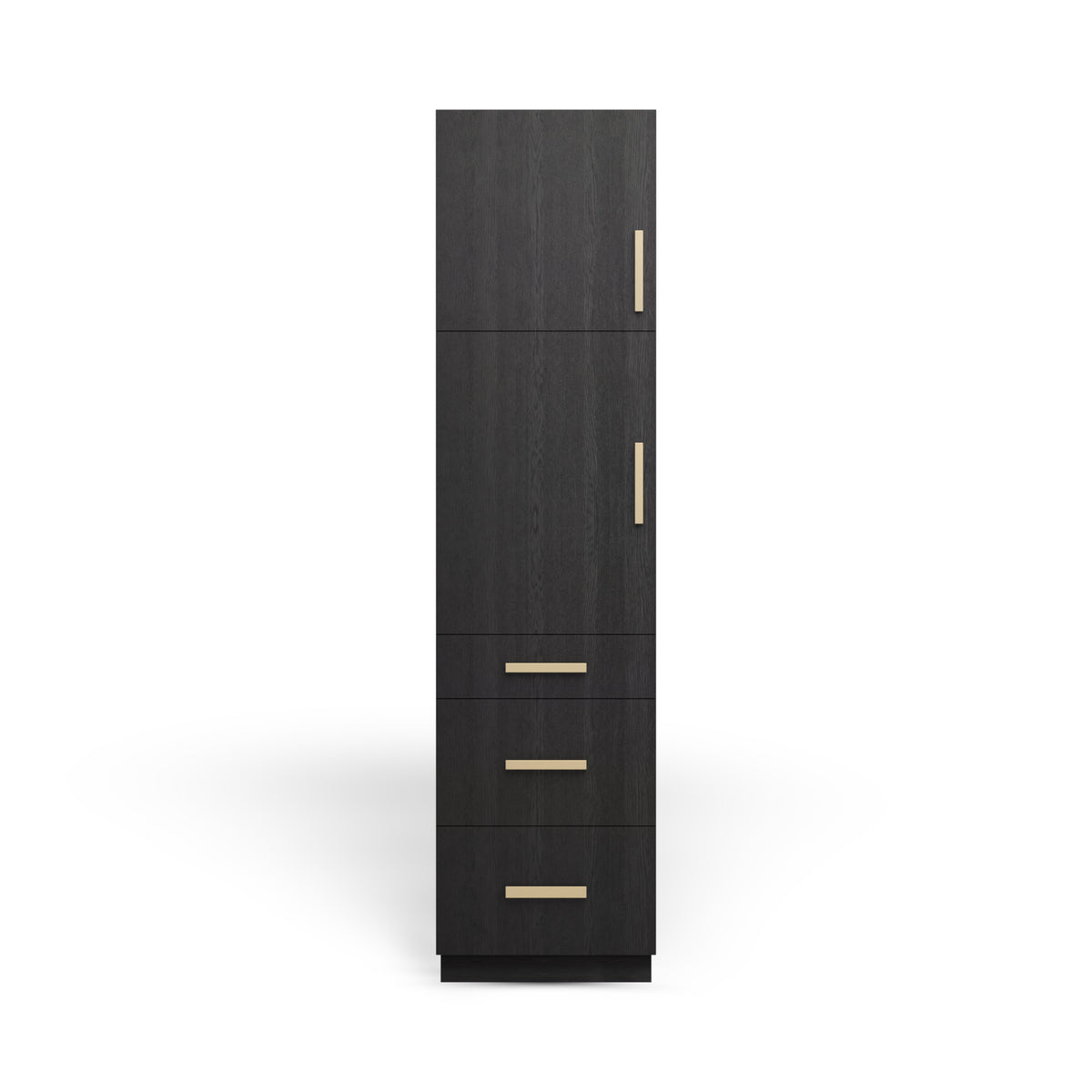 Linen Cabinet 2D 3DWS, Raven Oak, Satin Gold