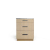 3 Drawer Base Cabinet, Desert Oak, Matte Black