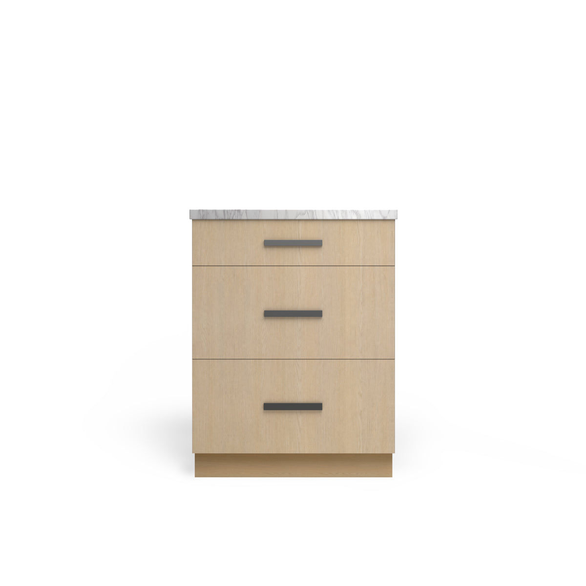 3 Drawer Base Cabinet, Desert Oak, Matte Black