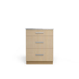 3 Drawer Base Cabinet, Desert Oak, Polished Chrome