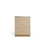 3 Drawer Base Cabinet, Desert Oak, Satin Gold