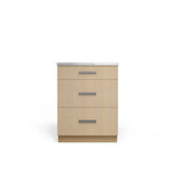 3 Drawer Base Cabinet, Desert Oak, Satin Nickel