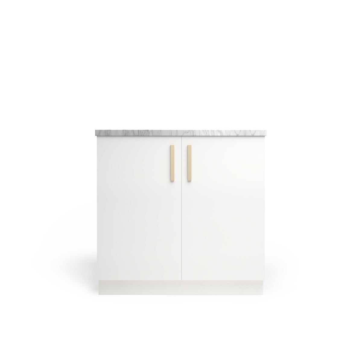 Sink Base Modern, Alabaster Matte, Satin Gold