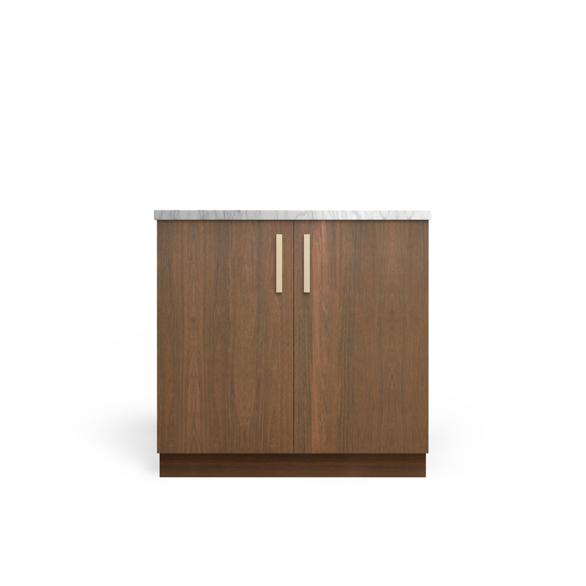 Sink Base Modern, Pure Walnut, Satin Gold