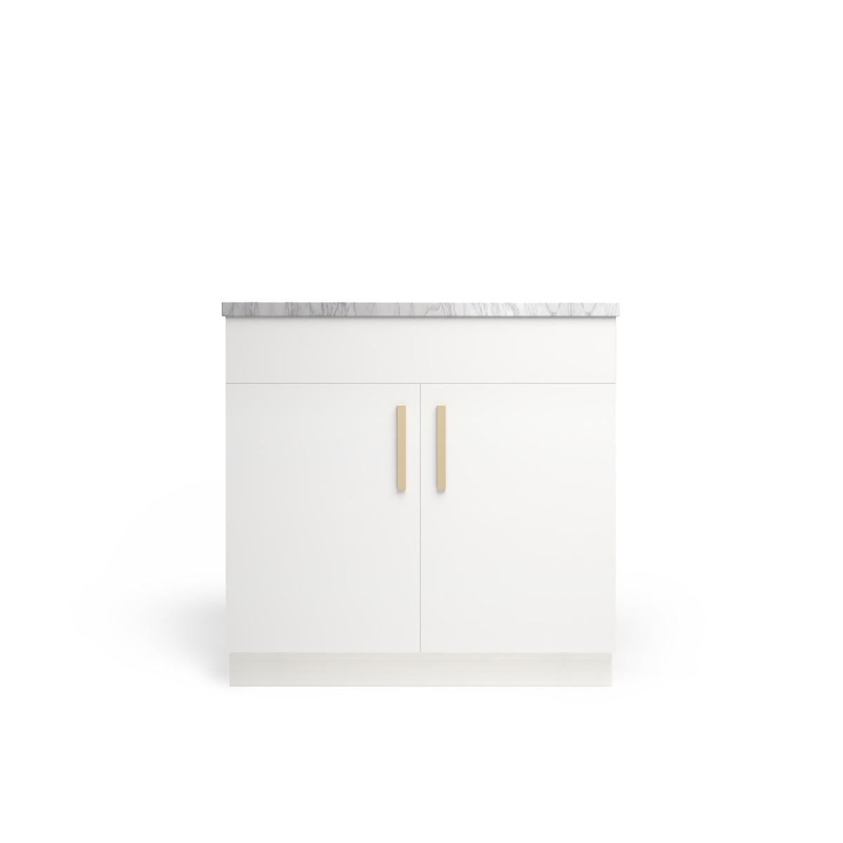 Sink Base Standard, Alabaster Matte, Satin Gold