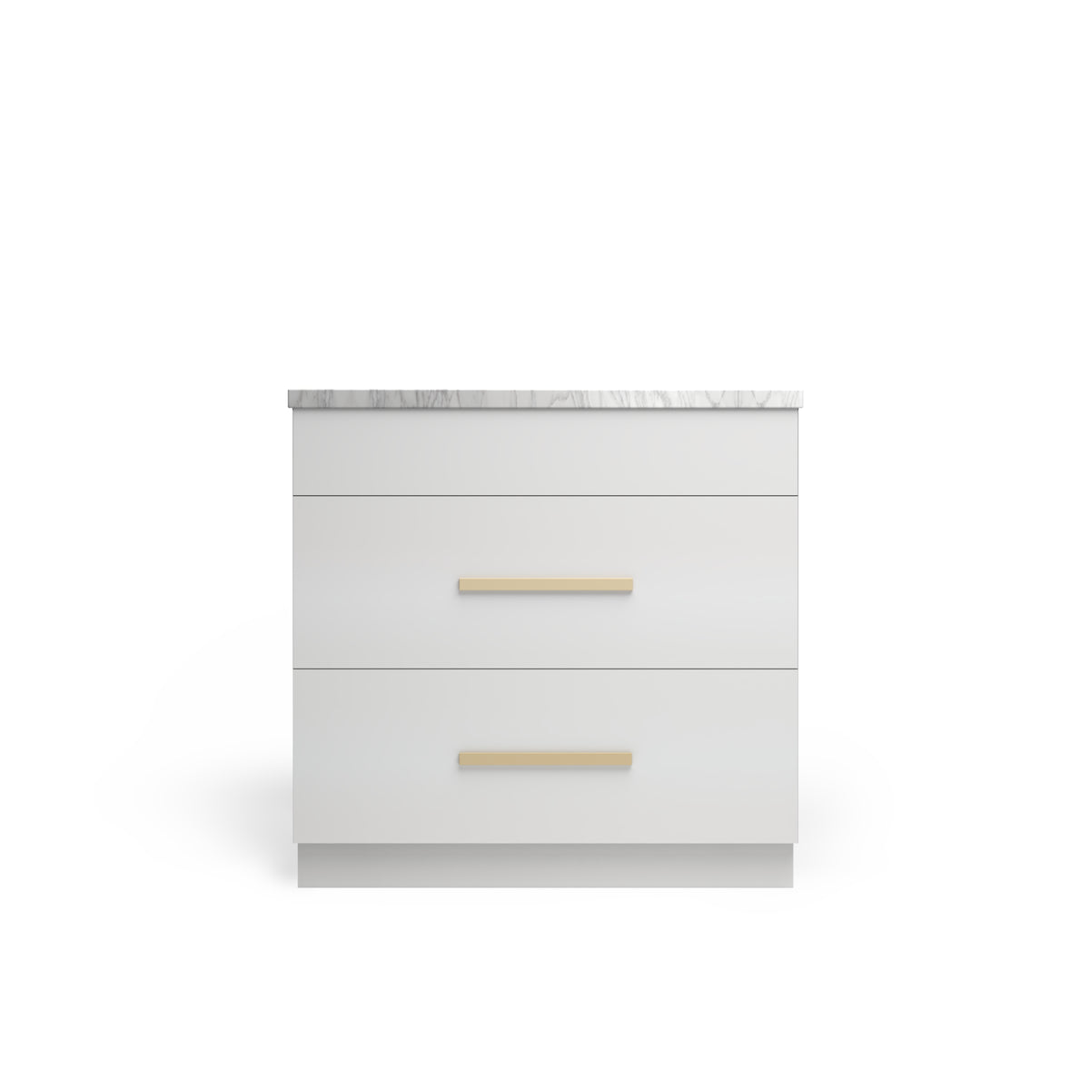 Sink Base with 3 Drawer, Ash Matte, Satin Gold