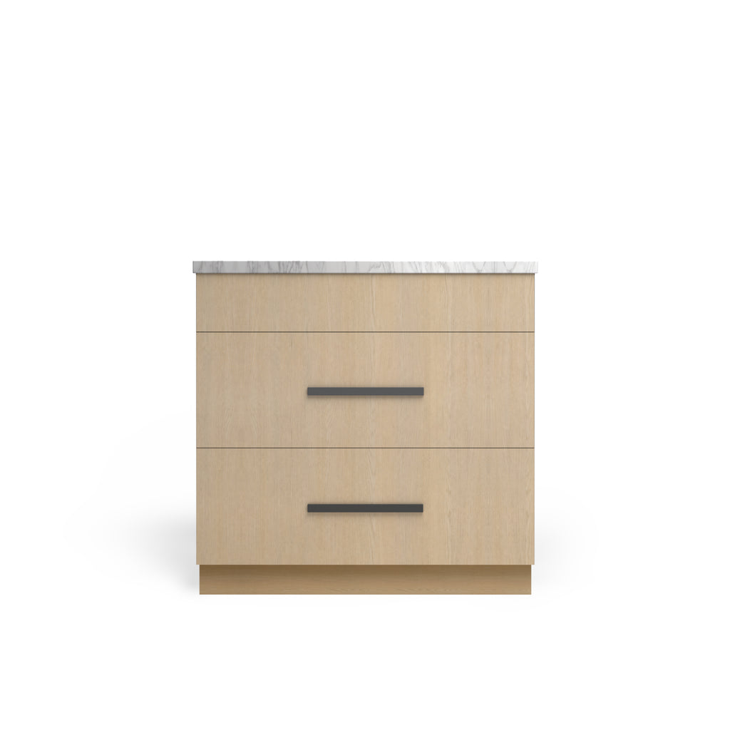 Sink Base with 3 Drawer, Desert Oak, Matte Black