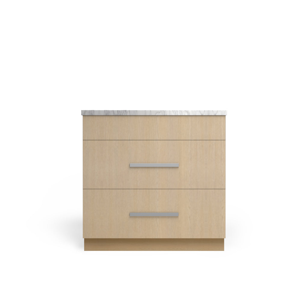 Sink Base with 3 Drawer, Desert Oak, Polished Chrome
