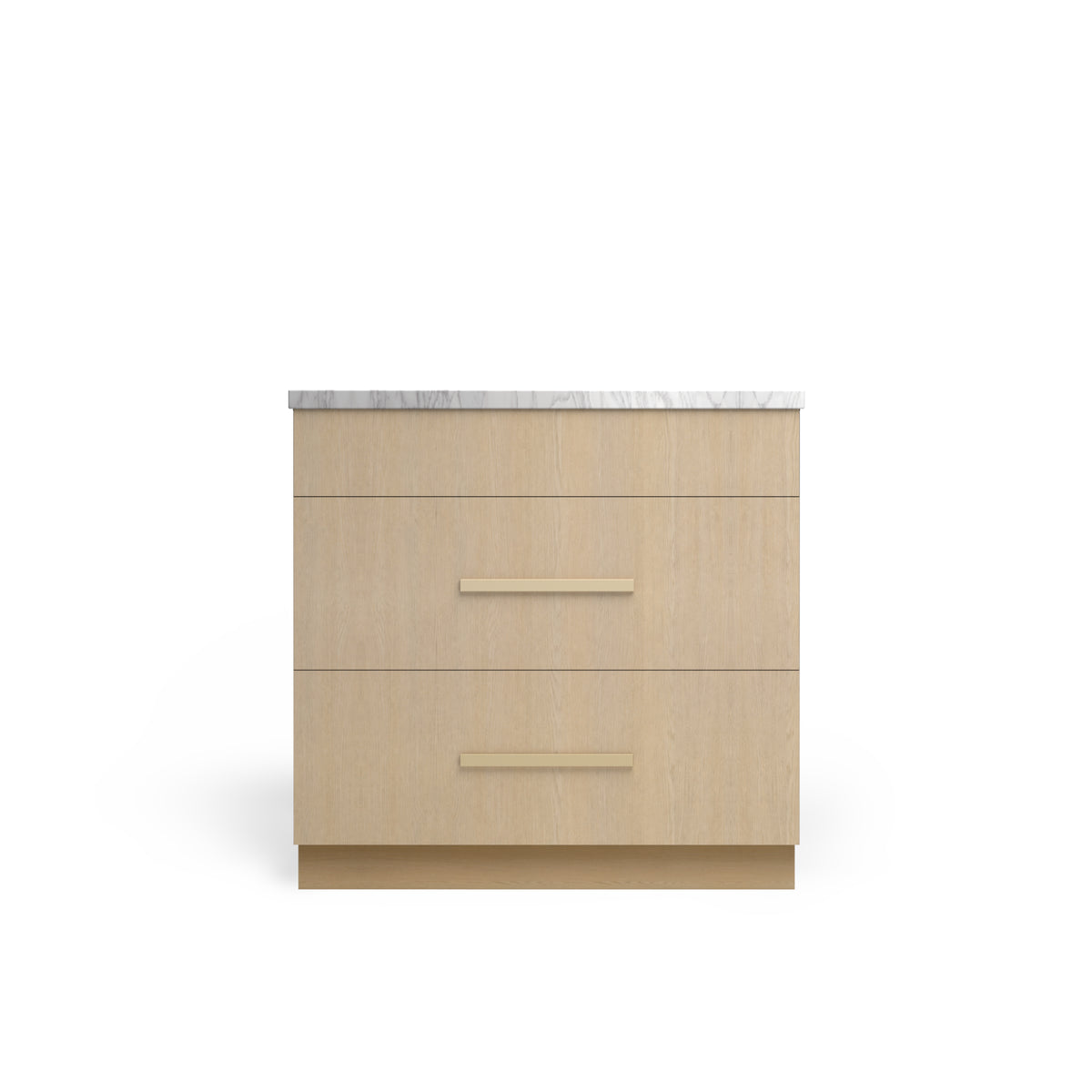 Sink Base with 3 Drawer, Desert Oak, Satin Gold