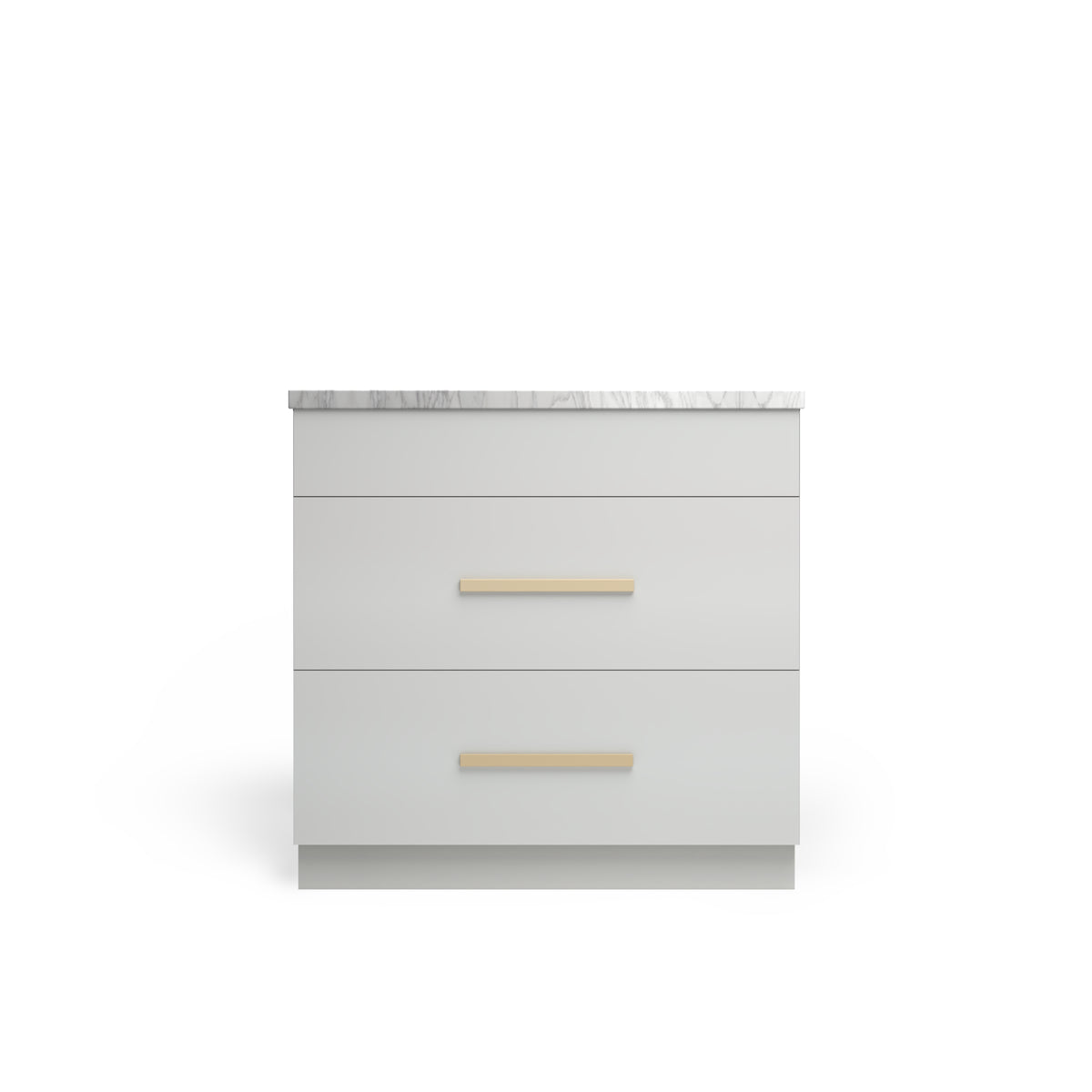 Sink Base with 3 Drawer, Dove Matte, Satin Gold