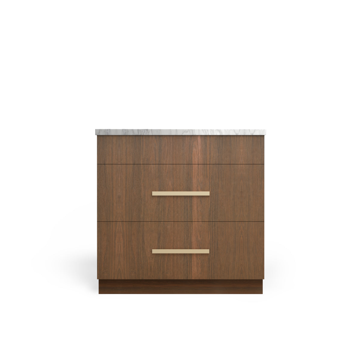 Sink Base with 3 Drawer, Pure Walnut, Satin Gold
