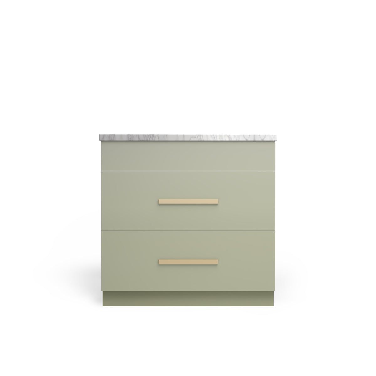 Sink Base with 3 Drawer, Rainforest Matte, Satin Gold