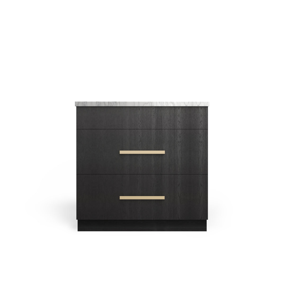 Sink Base with 3 Drawer, Raven Oak, Satin Gold