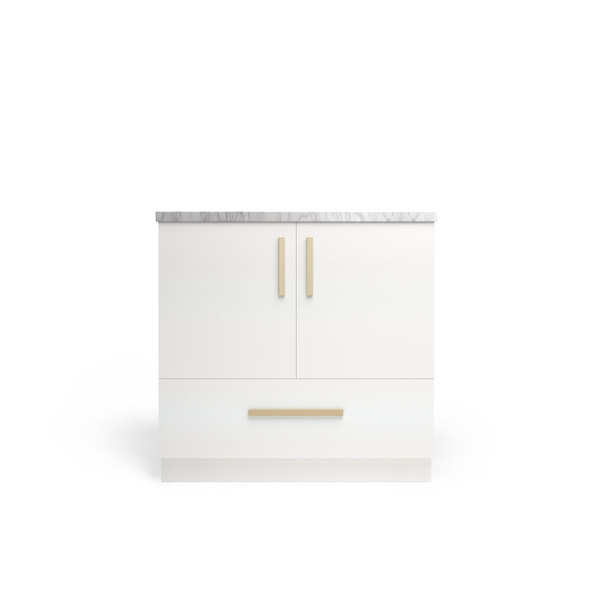 Sink Base with Drawer 10", Alabaster Matte, Satin Gold