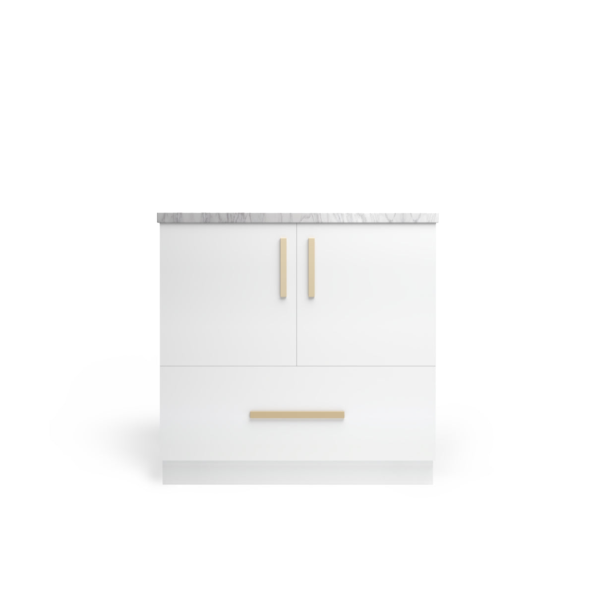 Sink Base with Drawer 12", Arctic Matte, Satin Gold