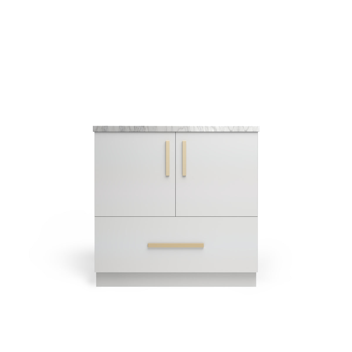 Sink Base with Drawer 12", Ash Matte, Satin Gold