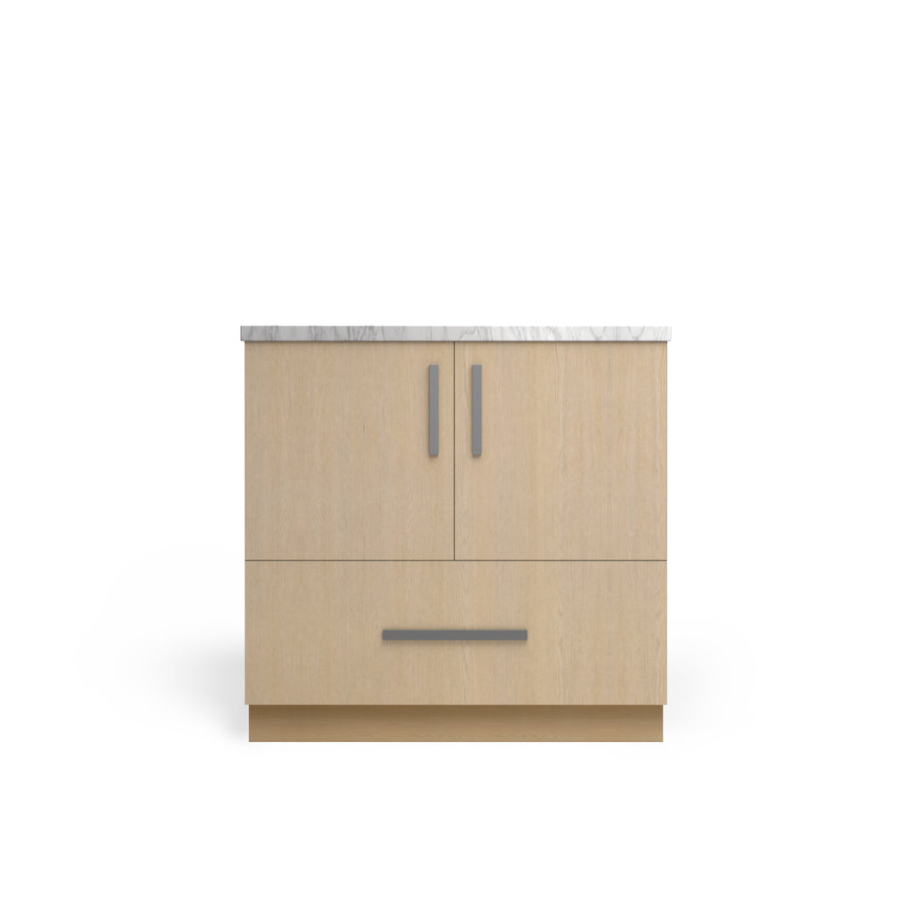 Sink Base with Drawer 12", Desert Oak, Satin Nickel