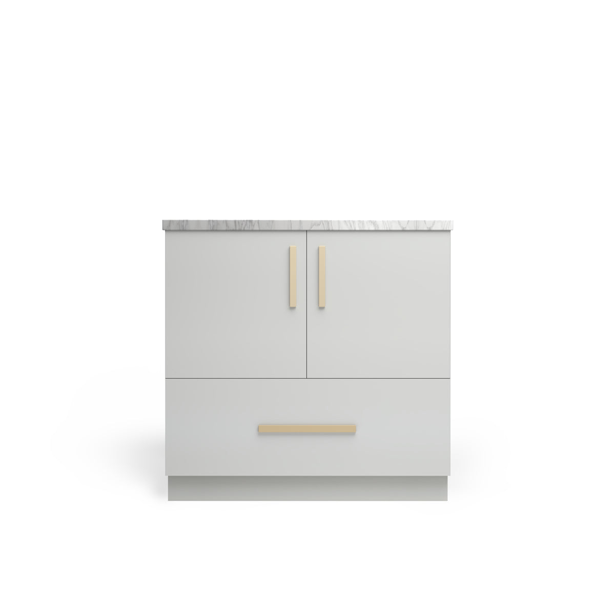 Sink Base with Drawer 12", Dove Matte, Satin Gold
