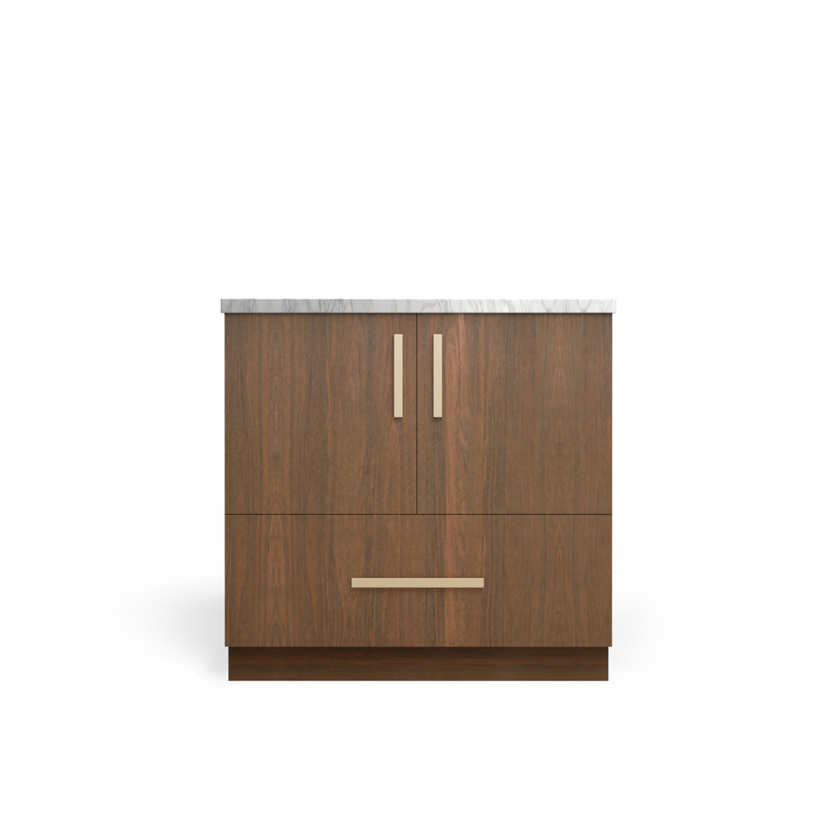 Sink Base with Drawer 12", Pure Walnut, Satin Gold