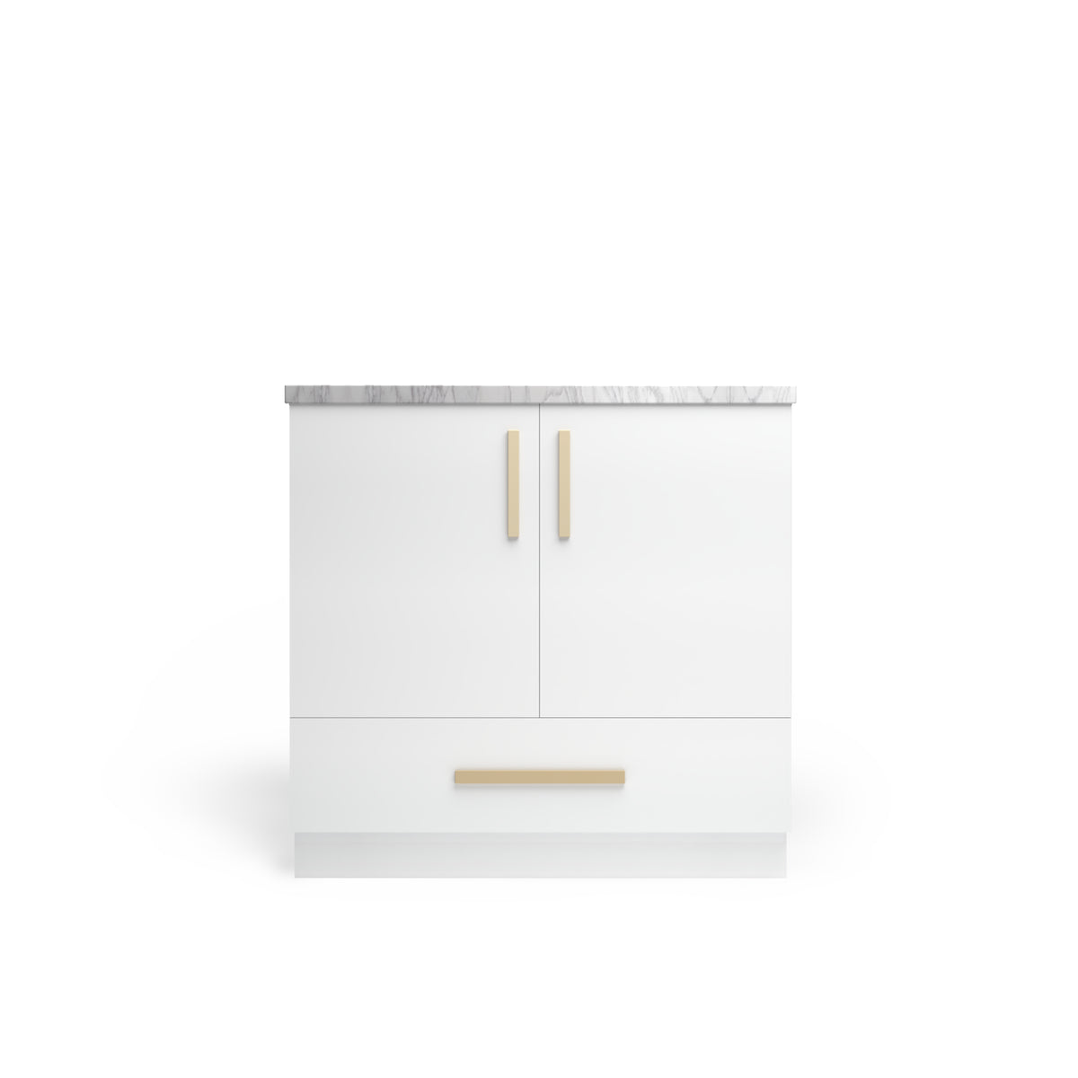 Sink Base with Drawer, Arctic Matte, Satin Gold