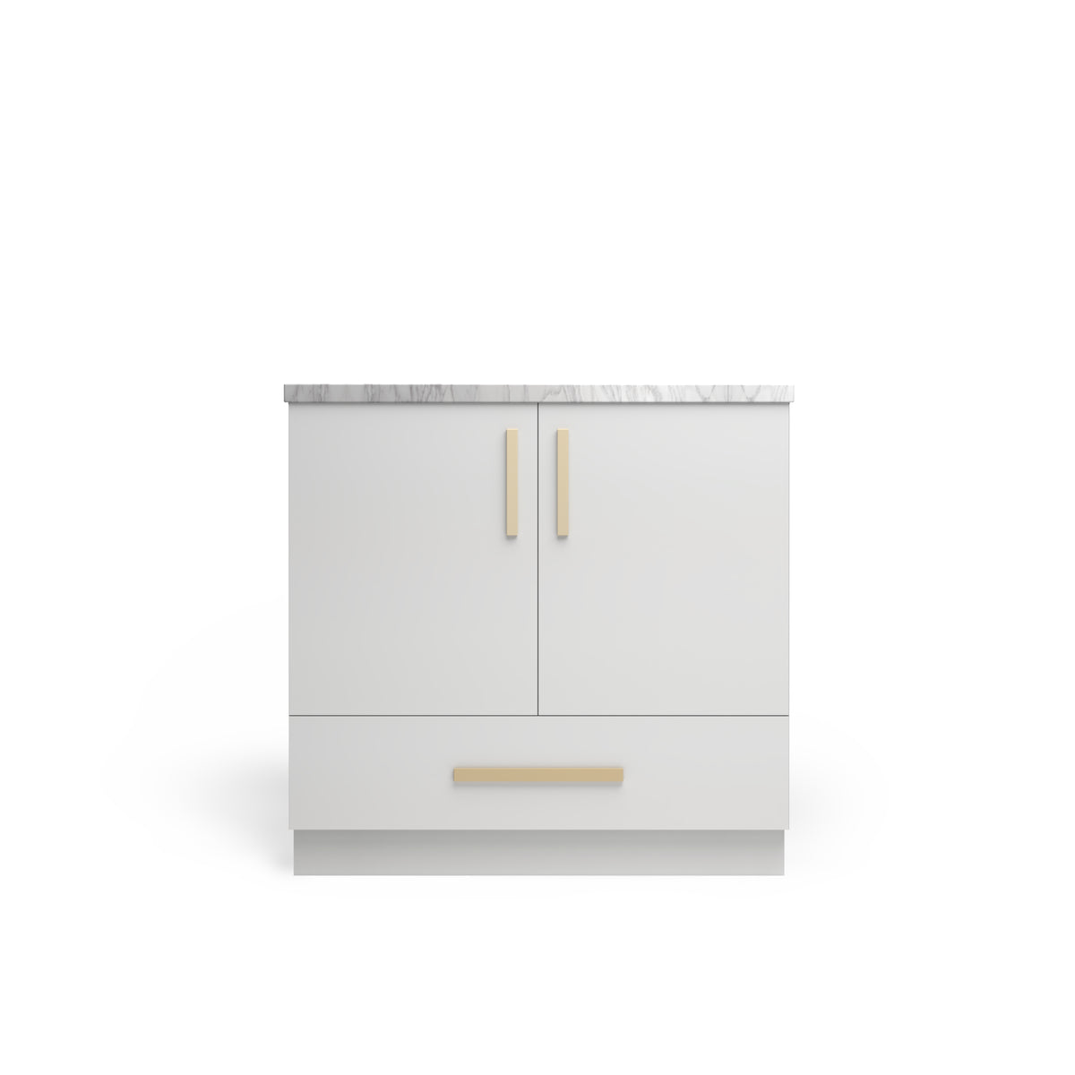 Sink Base with Drawer, Ash Matte, Satin Gold