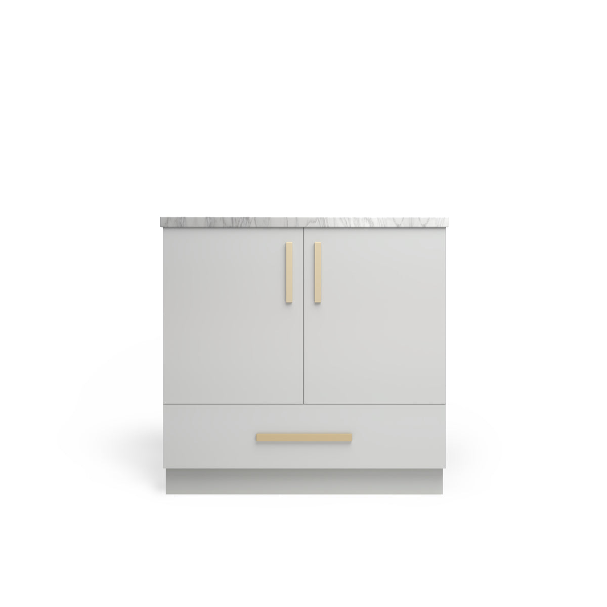 Sink Base with Drawer, Dove Matte, Satin Gold