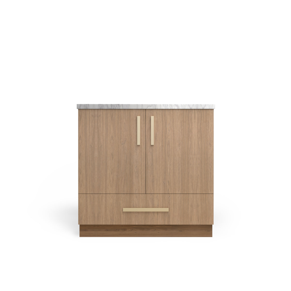 Sink Base with Drawer, Frozen Walnut, Satin Gold