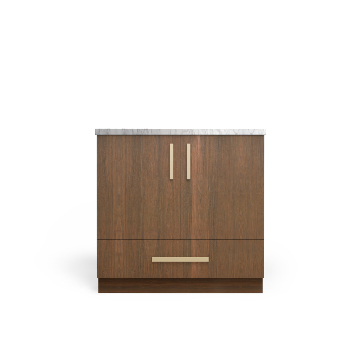 Sink Base with Drawer, Pure Walnut, Satin Gold