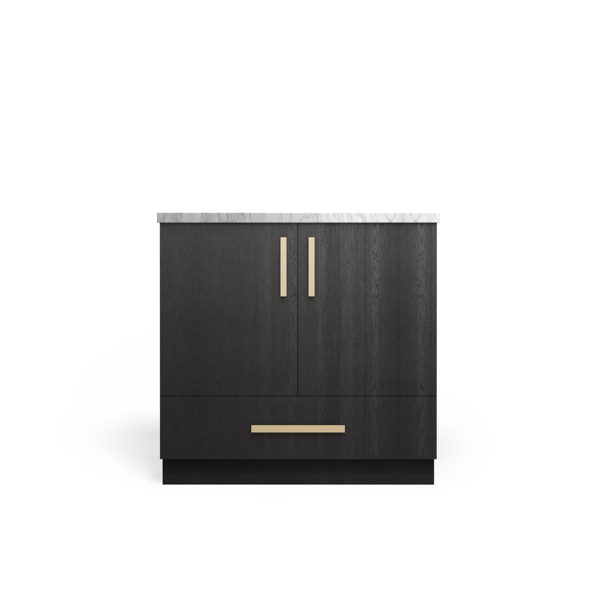 Sink Base with Drawer, Raven Oak, Satin Gold