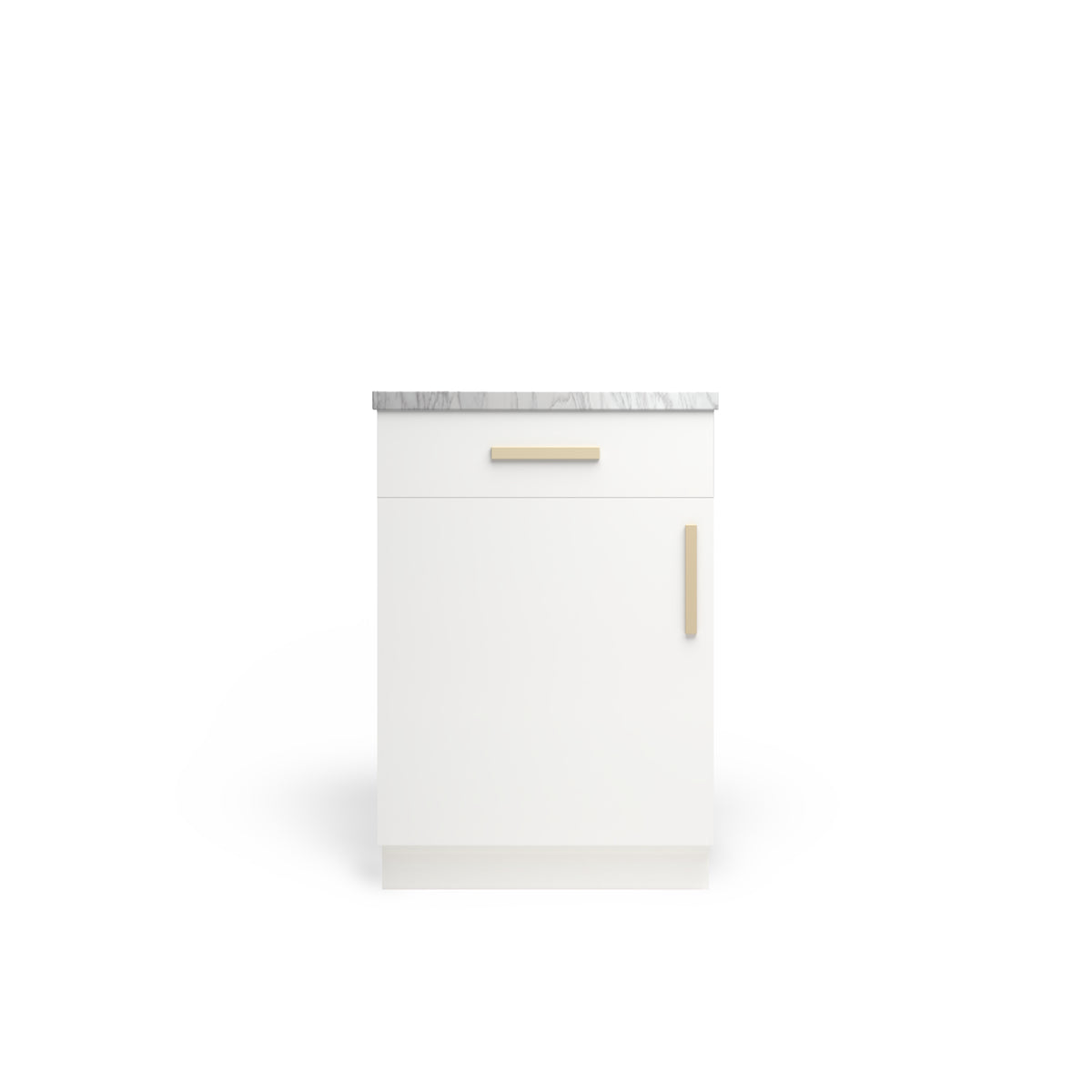 Vanity Base B1DW1D, Alabaster Matte, Satin Gold
