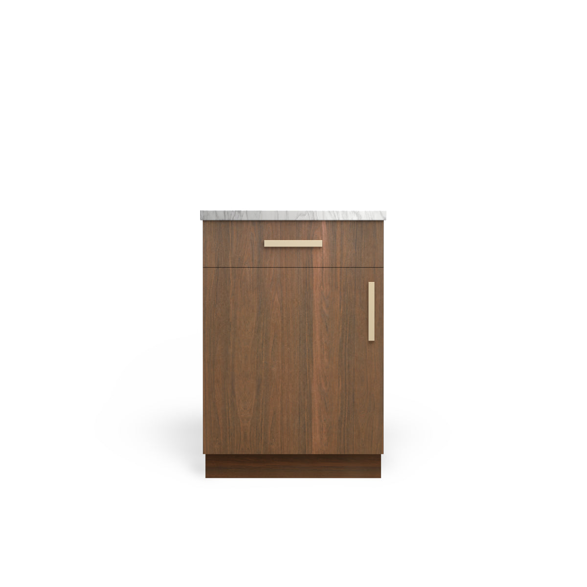 Vanity Base B1DW1D, Pure Walnut, Satin Gold