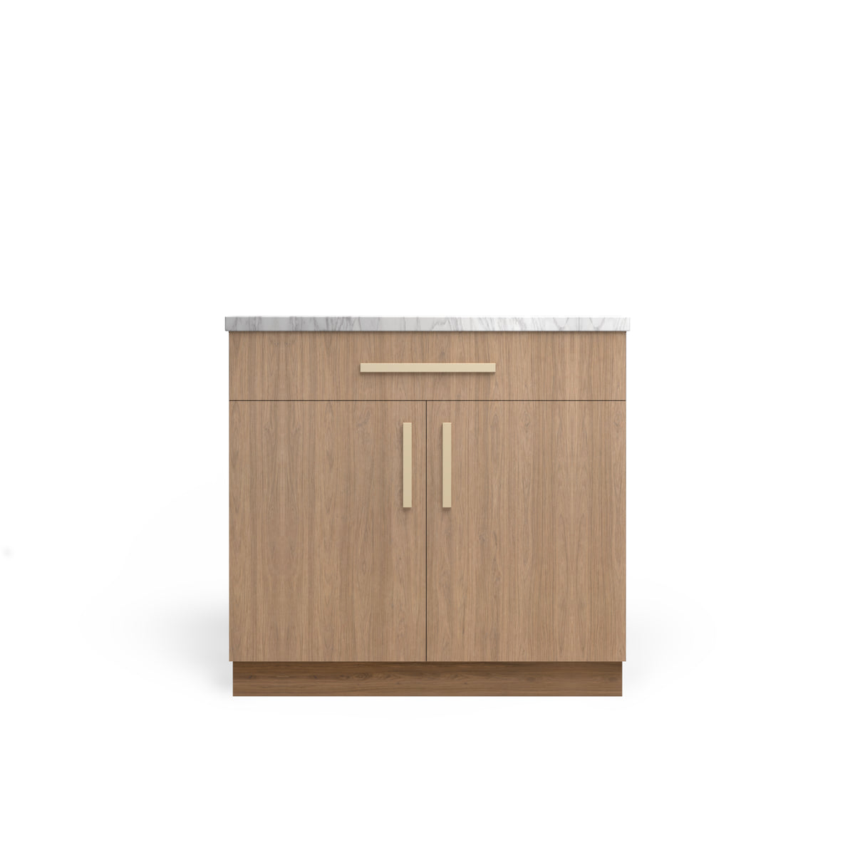 Vanity Base B1DW2D, Frozen Walnut, Satin Gold