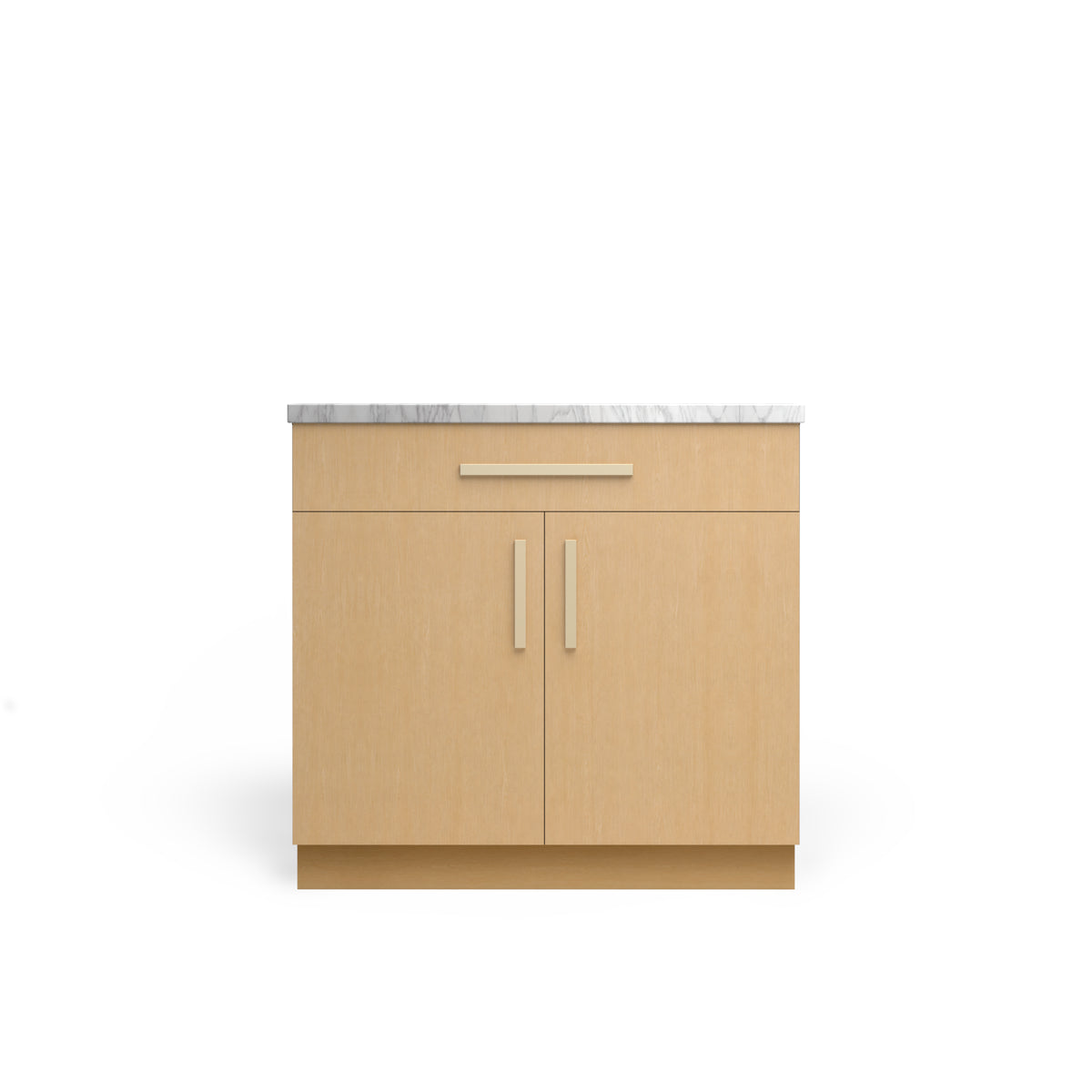 Vanity Base B1DW2D, Ivory Infinite Oak, Satin Gold