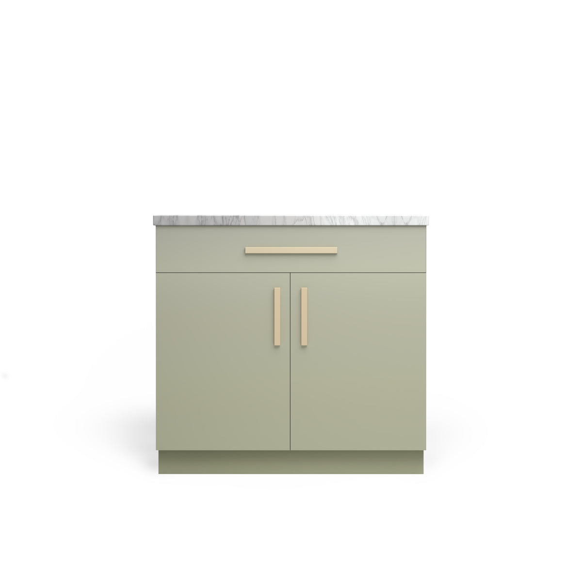 Vanity Base B1DW2D, Rainforest Matte, Satin Gold