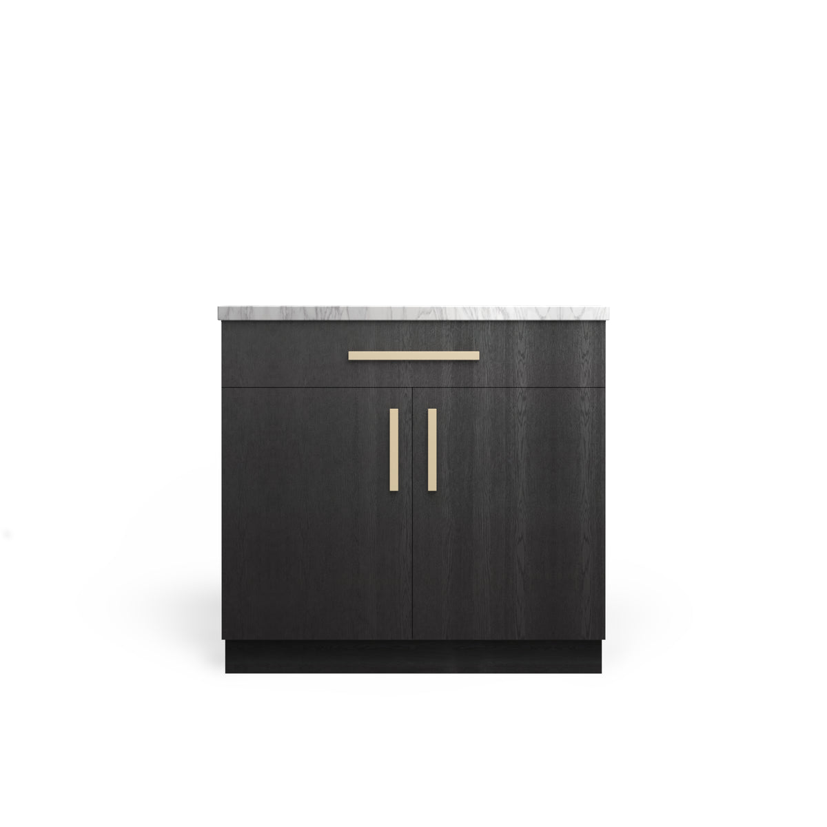 Vanity Base B1DW2D, Raven Oak, Satin Gold