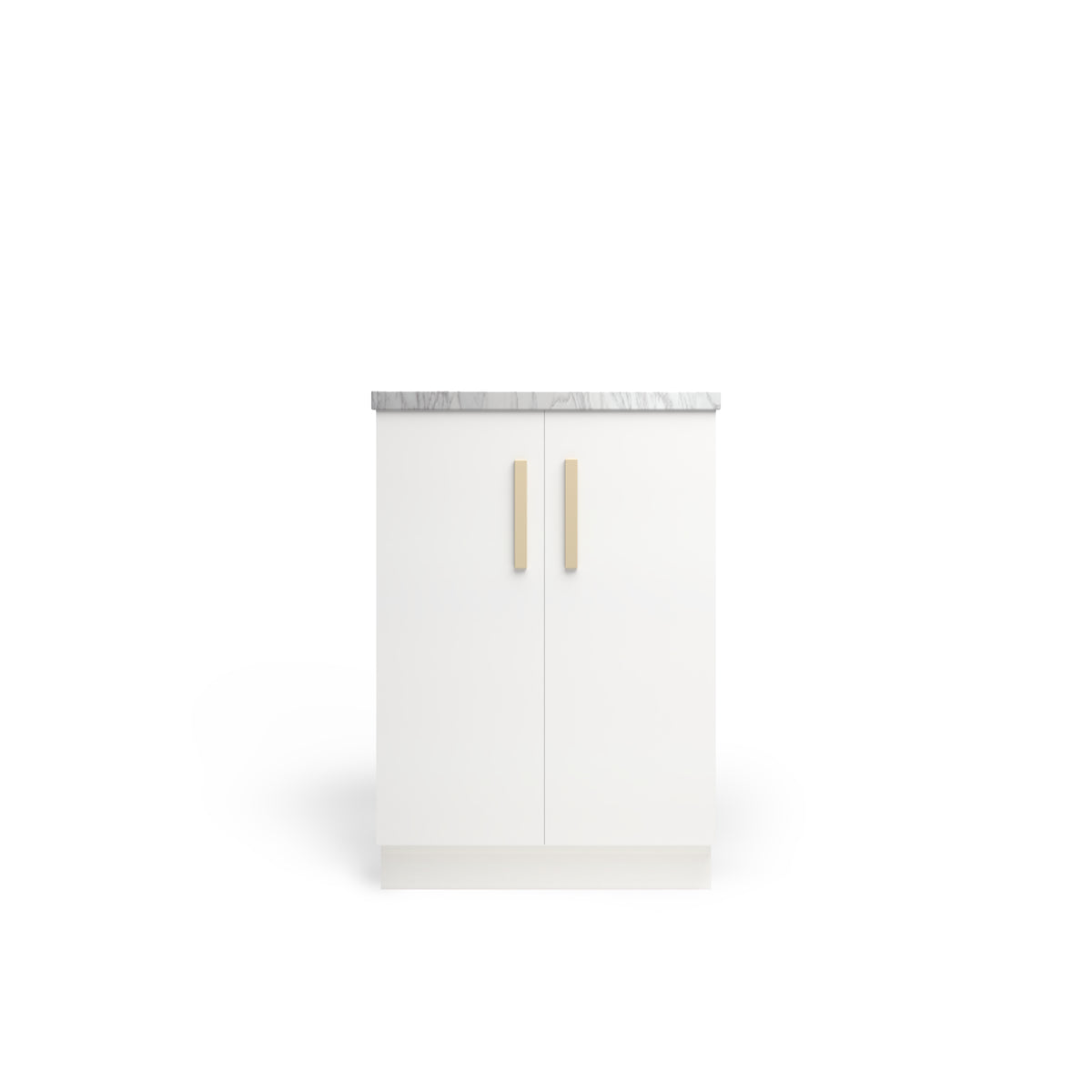 Vanity Base B2D, Alabaster Matte, Satin Gold
