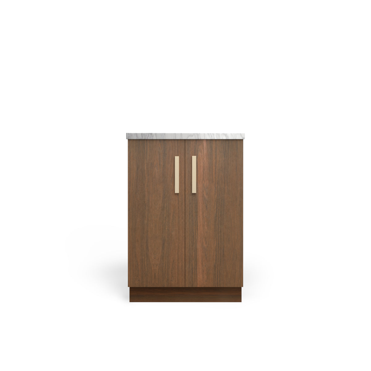 Vanity Base B2D, Pure Walnut, Satin Gold
