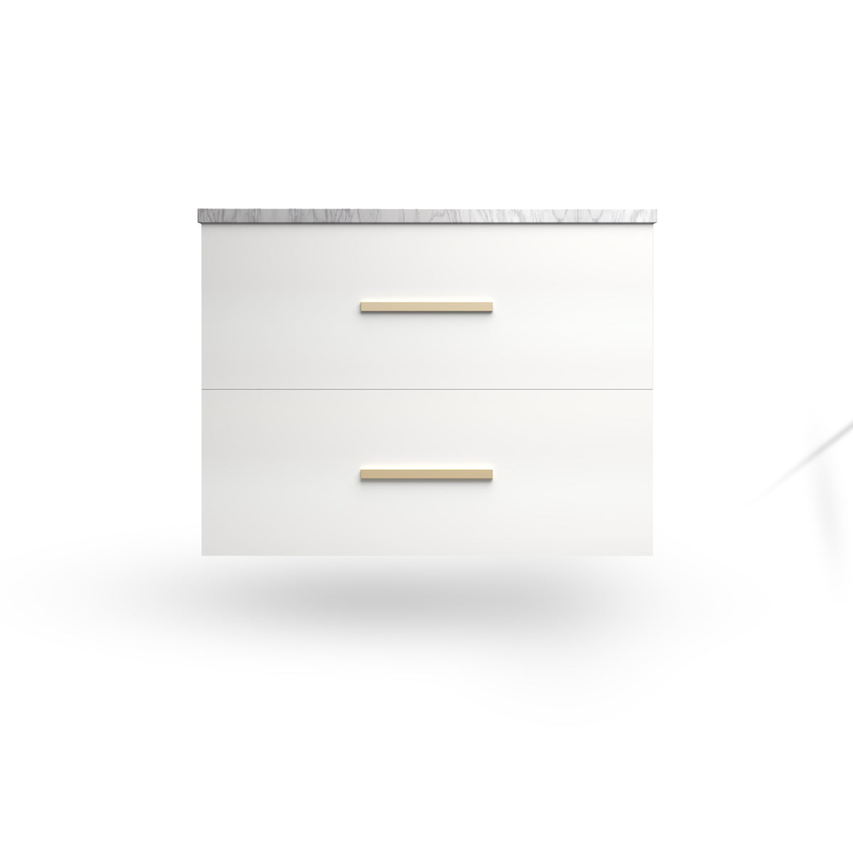 Wall Hung Sink Base, Alabaster Matte, Satin Gold