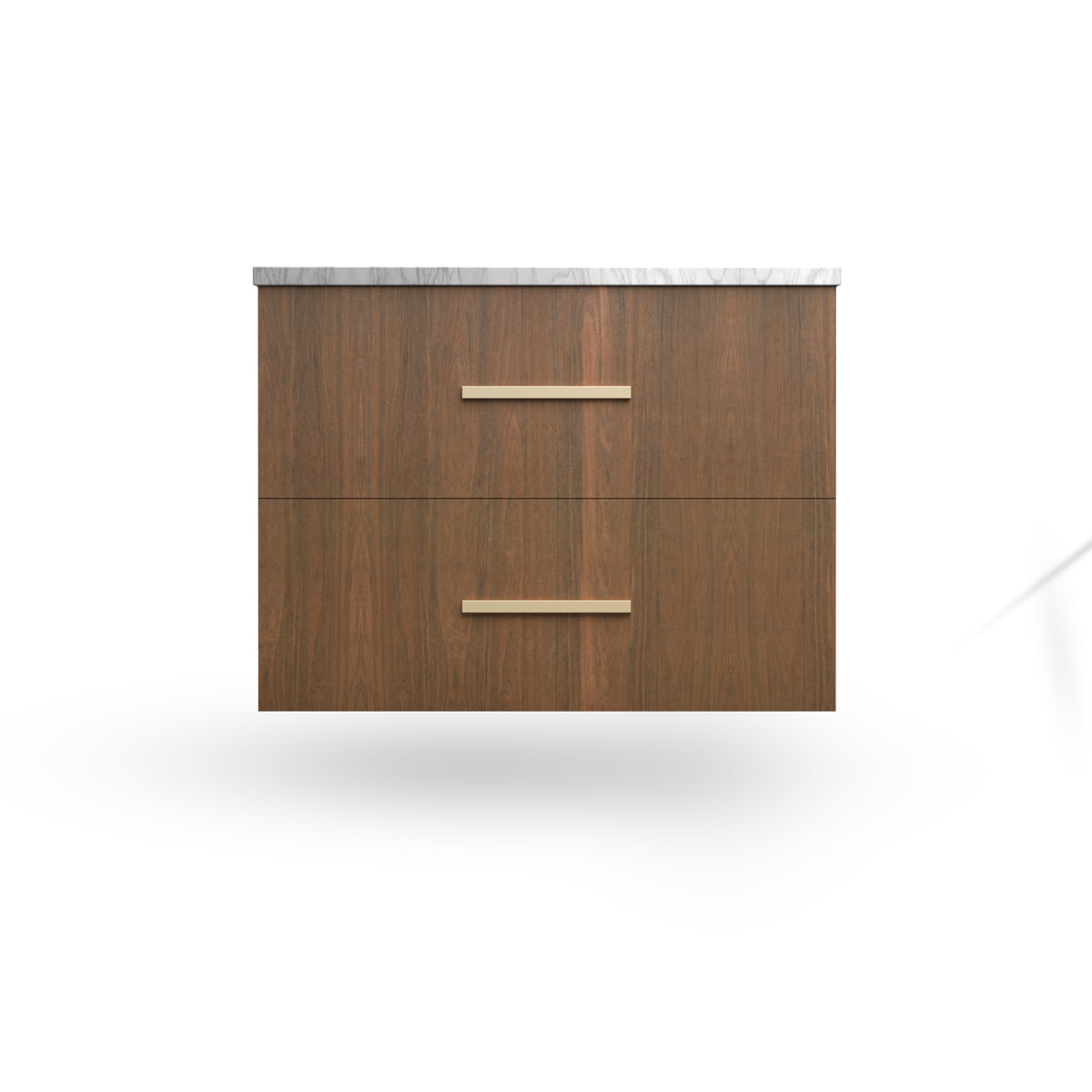 Wall Hung Sink Base, Pure Walnut, Satin Gold